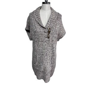 RuffHewn Medium Multicolor Sweater Dress Women's Short Sleeve Toggle Shawl Neck